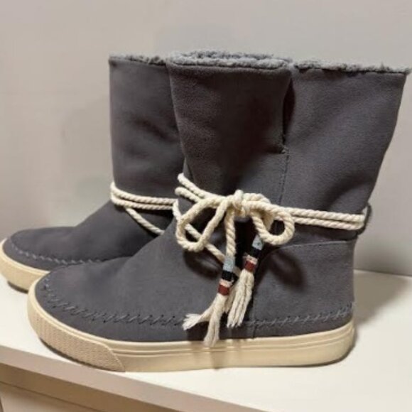 TOMS Vista Water-Resistant Boot Gray Suede/Faux Shearling - Picture 6 of 6